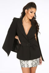 Black Belted Cape Blazer