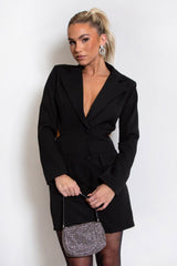 Black Cut Out Tailored Blazer Dress