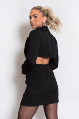 Black Cut Out Tailored Blazer Dress