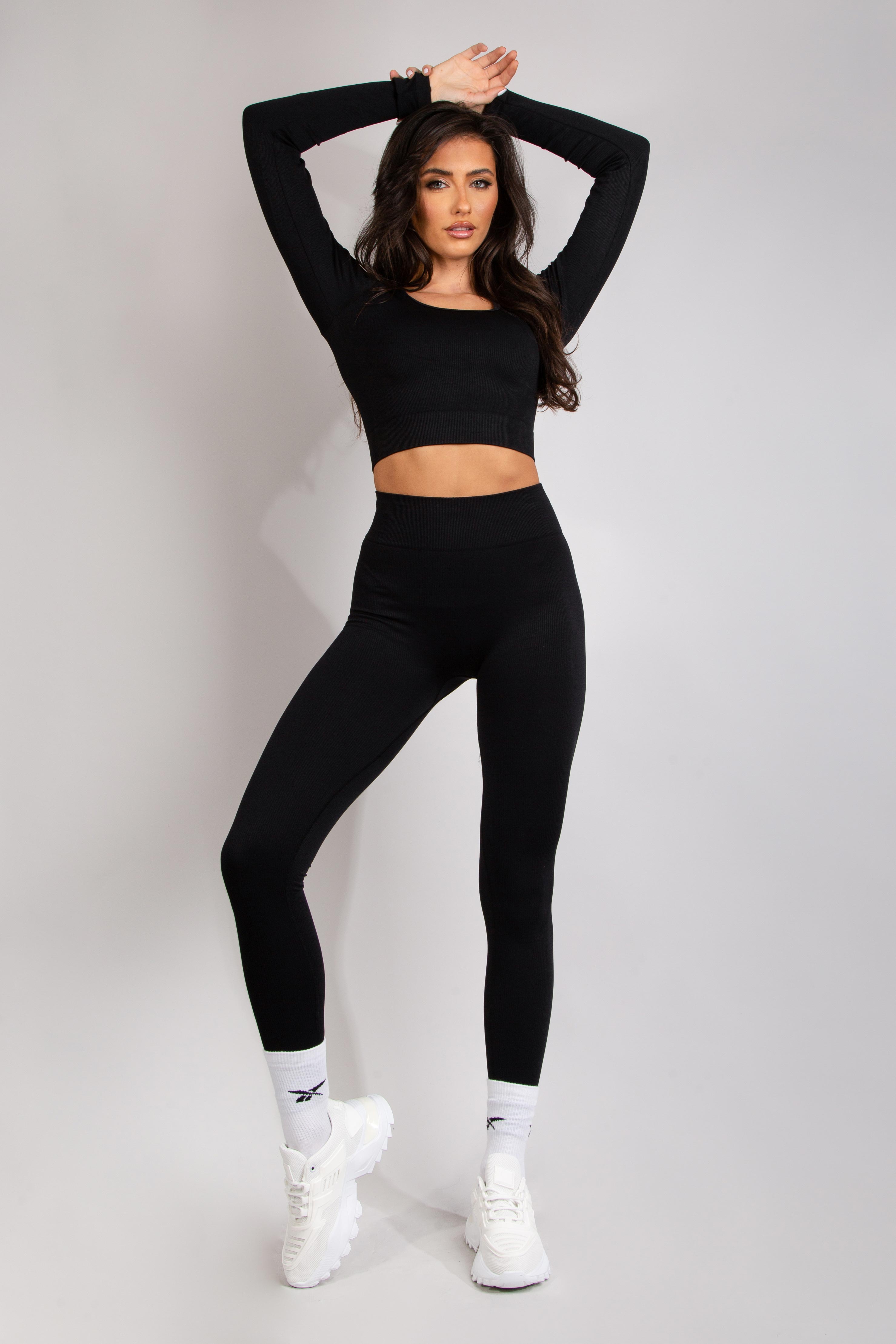 Petite Charcoal Snatched Rib Seamless Leggings