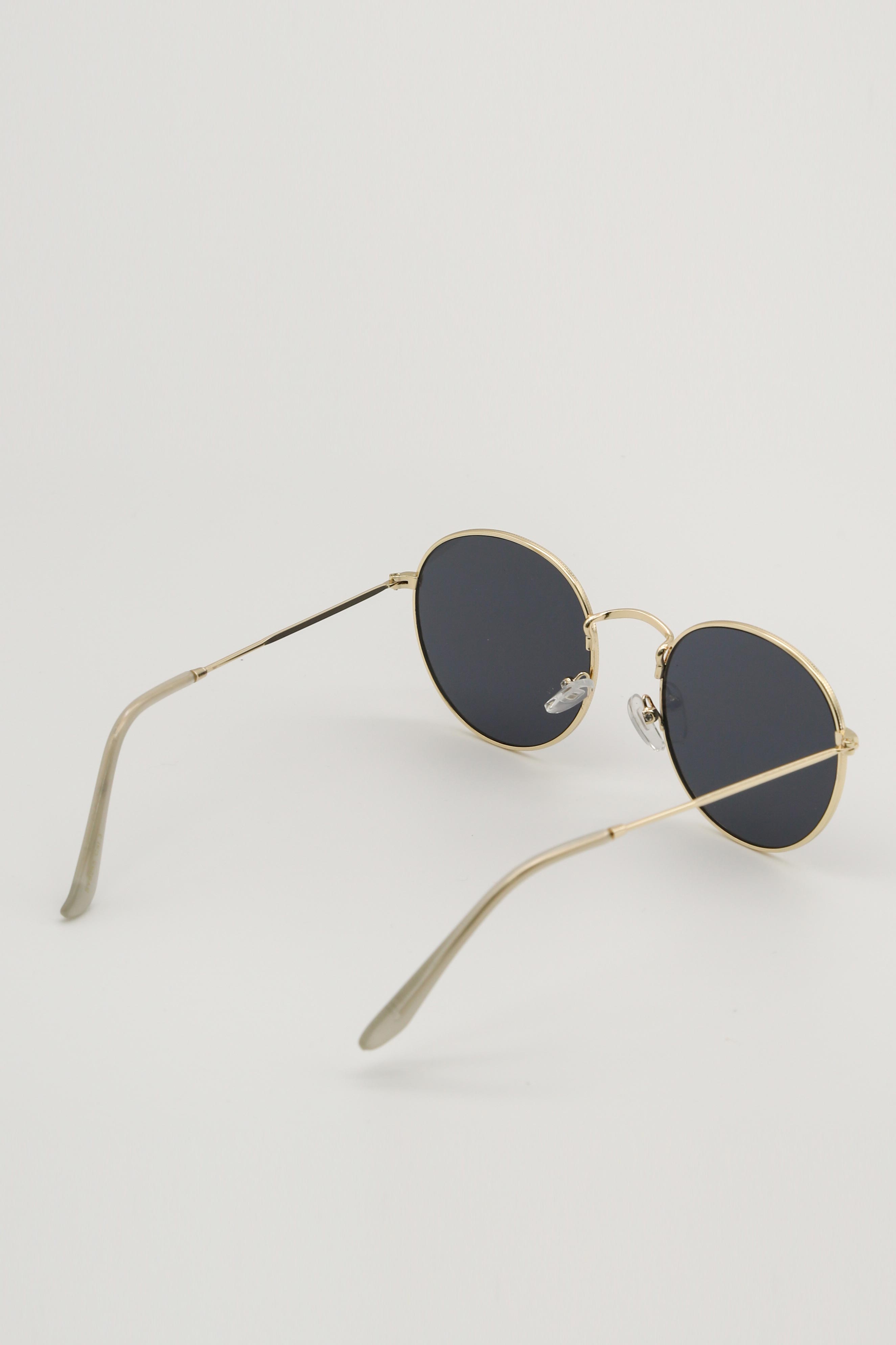 Tinted Gold Frame Round Sunglasses Dressed In Lucy