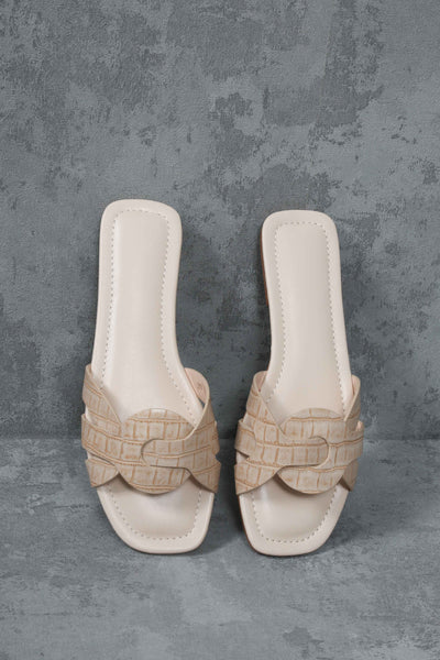 Beige Criss-Cross Flat Sandals | Dressed in Lucy