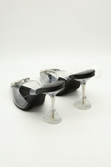 Black Rhinestone Pointed Toe Cake Stand Heeled Courts